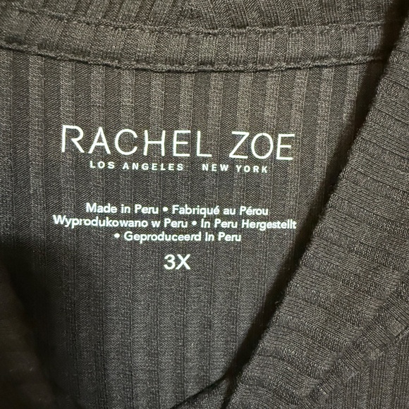 Rachel Zoe Sweater 3X Women's Ribbed Long Sleeve Shirt Top Black - Picture 7 of 9